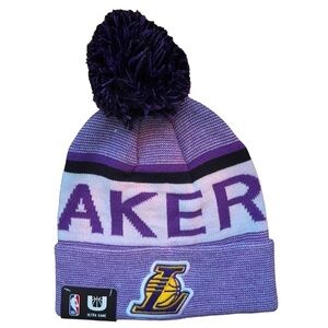 LA Lakers NBA Basketball Ultra Game Knit Cuffed Winter Beanie Pom Hat Fan Gear